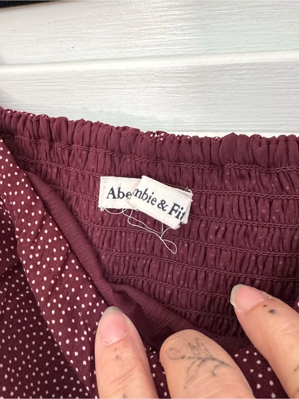 Abercrombie & Fitch Burgundy Square-Neck Puff Sleeve Blouse